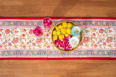 Calm Oasis hand block print premium cotton Table runner + placemat napkin set