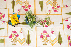 Regal Patterns hand block print premium cotton Table runner + placemat napkin set