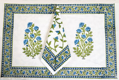 Elegant Impressions Hand Block Print Prermium Cotton Placemat Napkin Set