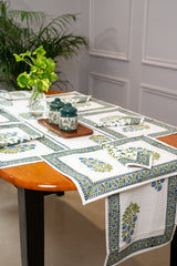 Elegant Impressions hand block print premium cotton Table runner + placemat napkin set
