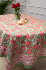 Whispering Meadows Hand Block Print Prermium Cotton Table Cover
