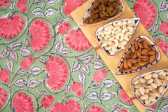 Whispering Meadows hand block print premium cotton Table runner + placemat napkin set