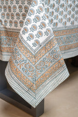 Rustic Charm hand block print premium cotton table cover + placemat napkin set