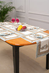 Rustic Charm hand block print premium cotton Table runner + placemat napkin set