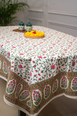 Serene Garden Hand Block Print Premium Cotton Table Cover