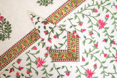 Serene Garden hand block print premium cotton Table runner + placemat napkin set