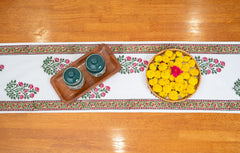Serene Garden hand block print prermium cotton Table runner