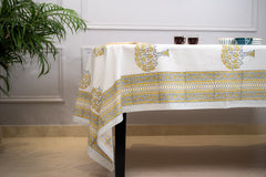 Heritage Blooms Hand Block Print Premium Cotton Table Cover