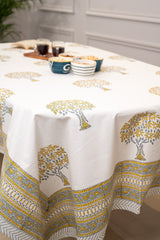 Heritage Blooms Hand Block Print Premium Cotton Table Cover