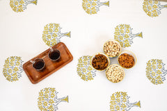 Heritage Blooms hand block print premium cotton table cover + placemat napkin set
