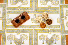 Heritage Blooms Hand Block Print Premium Cotton Table Runner + placemat napkin set