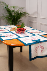 Rosalia hand block print premium cotton Table runner + placemat napkin set