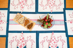 Rosalia hand block print premium cotton Table runner + placemat napkin set