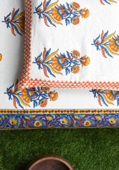Tangerine Skie Premium Cotton Hand Block Print Bedsheet