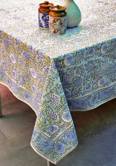 Tranquil Mist Hand block Print Table Cover