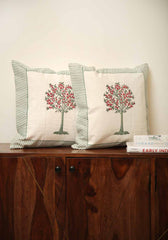 Sea Chase Hand Block Print Cotton Cushion Cover