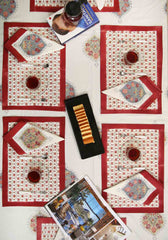Hand Block Print Beach Sand Table Runner and Placemat & Napkin Set