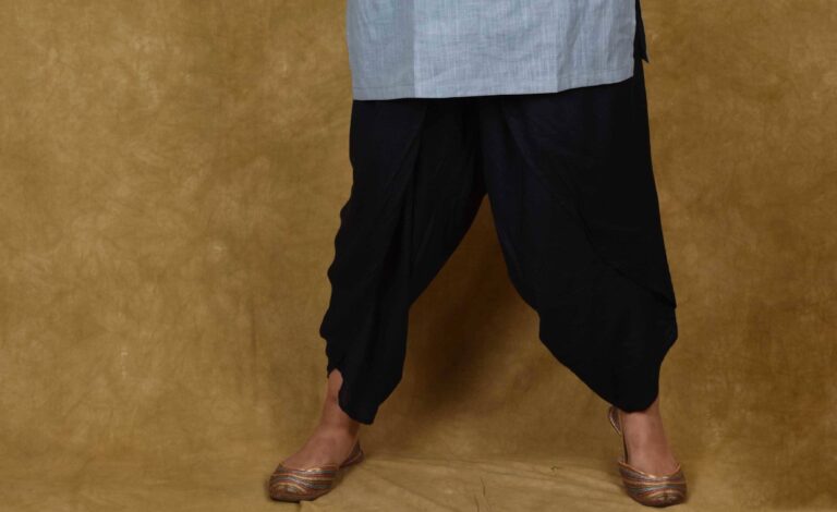 Black Feather Dhoti Pant