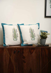 Bluebell Hand Block Print Cotton Cushion Cover