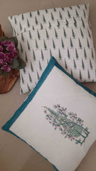 Bluebell Hand Block Print Cotton Cushion Cover