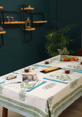 Hand Block Print BlueBell Table Cover and Placemat & Napkin Set