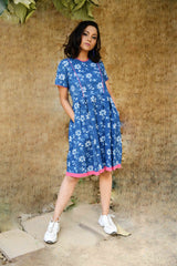 Breezy Bloom Hand Block Print Cotton Dress