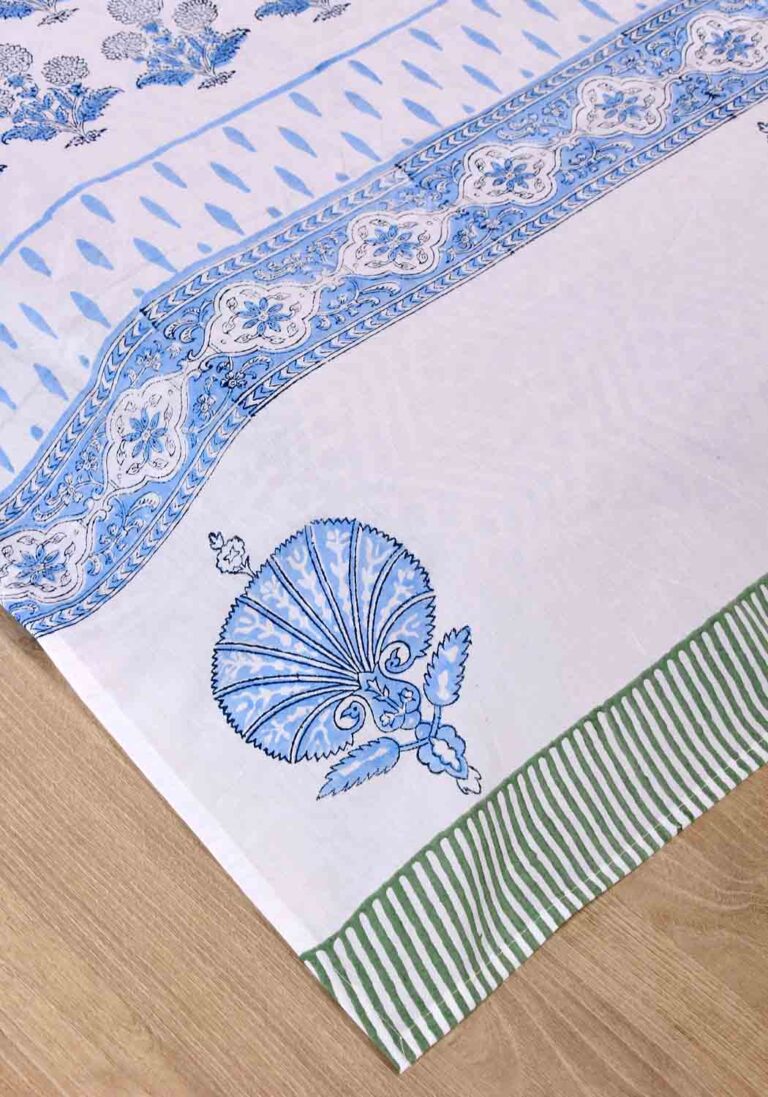 Cloud Daze Premium Cotton Hand Block Print Bedsheet