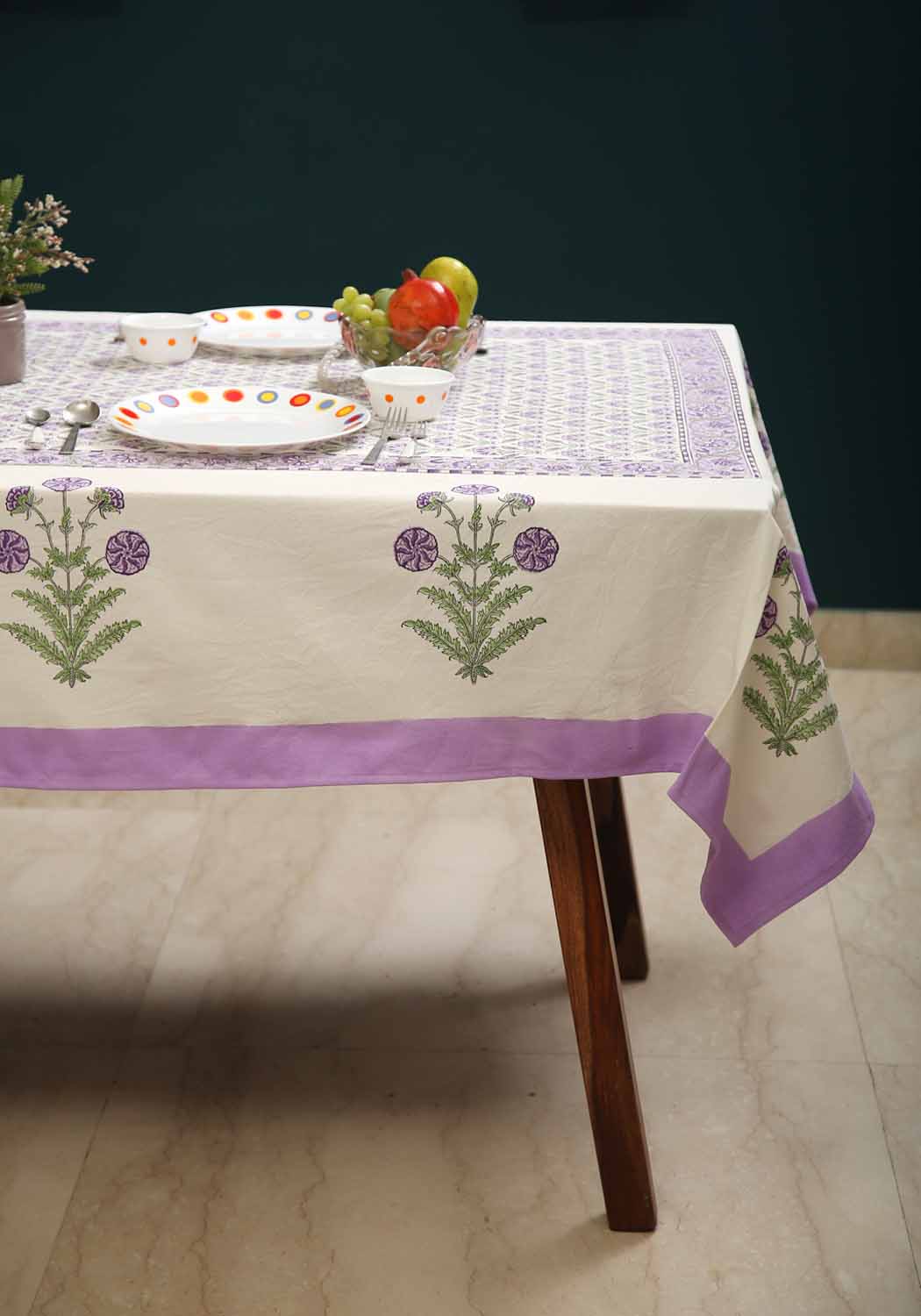 Diana Bud Hand Block Print Cotton Table Cover