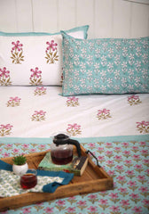 Fancy Vine Premium Cotton Hand Block Print Bedsheet