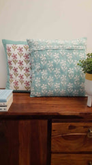 Fancy Vine Hand Block Print Cotton Cushion Cover