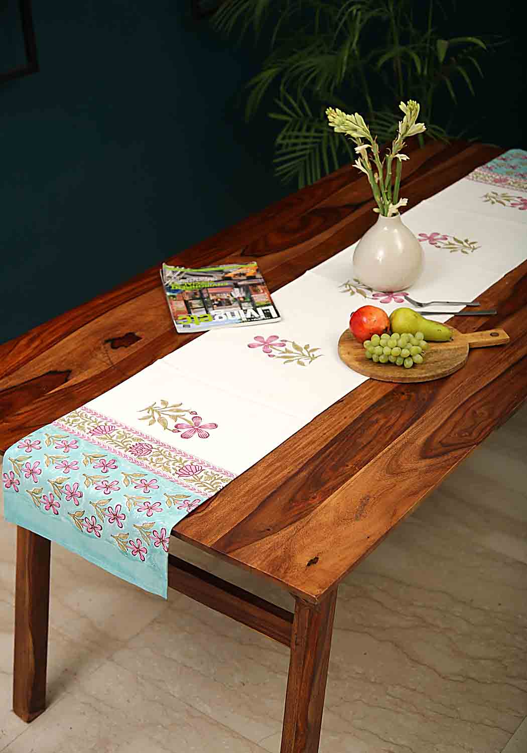 Fancy Vine Hand Block Print Table Runner