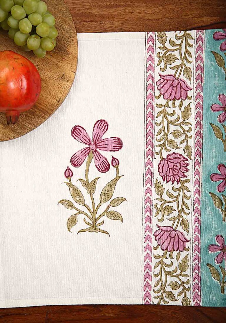 Fancy Vine Hand Block Print Table Runner