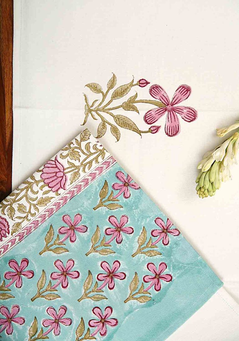 Fancy Vine Hand Block Print Table Runner