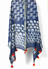 Gloomy Grace Cotton Silk Hand Block Printed Chanderi