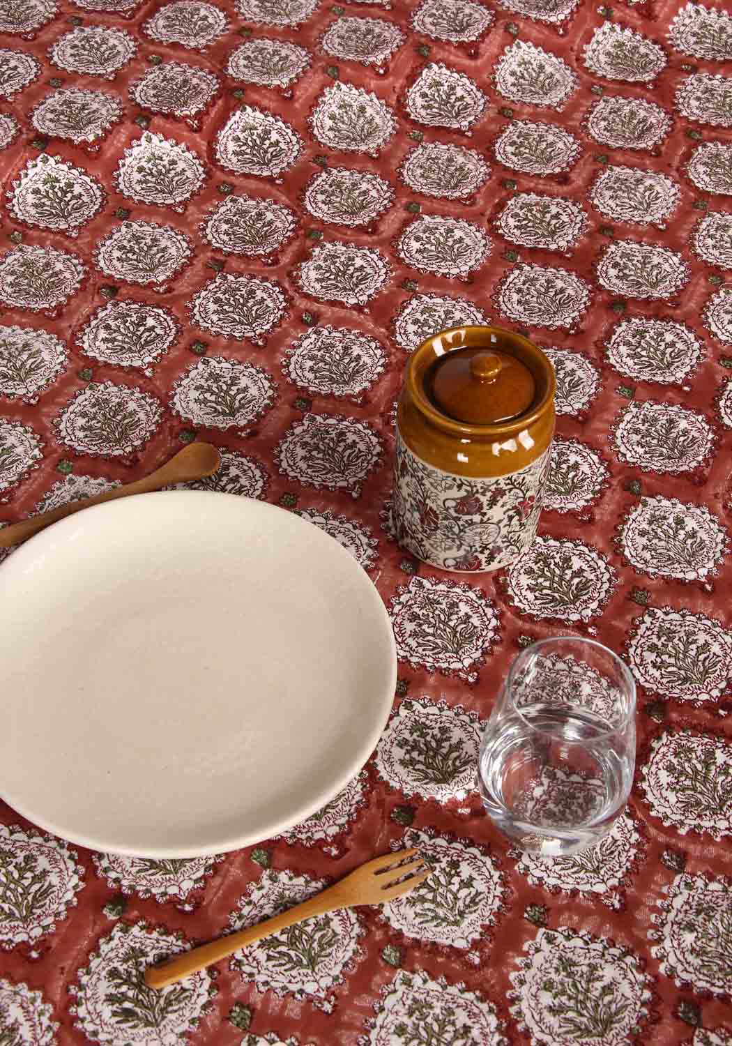 Maple Stone Hand Block Print Cotton Table Cover