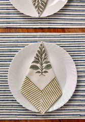 Morning Glory Hand Block Print Placemat Napkin Set