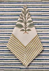 Morning Glory Hand Block Print Placemat Napkin Set