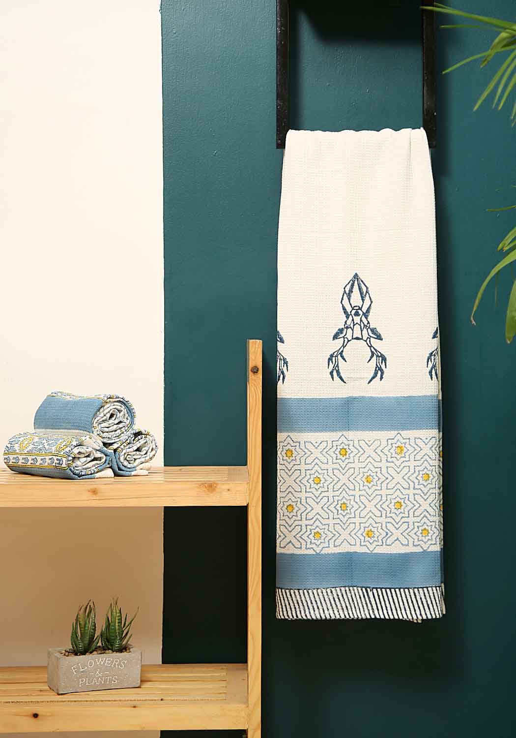 Muscari Hand Block Print Bath Towel