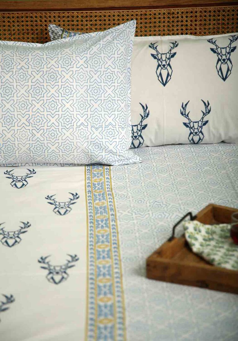 Muscari Bedsheet Premium Cotton Hand Block Print Bedsheet