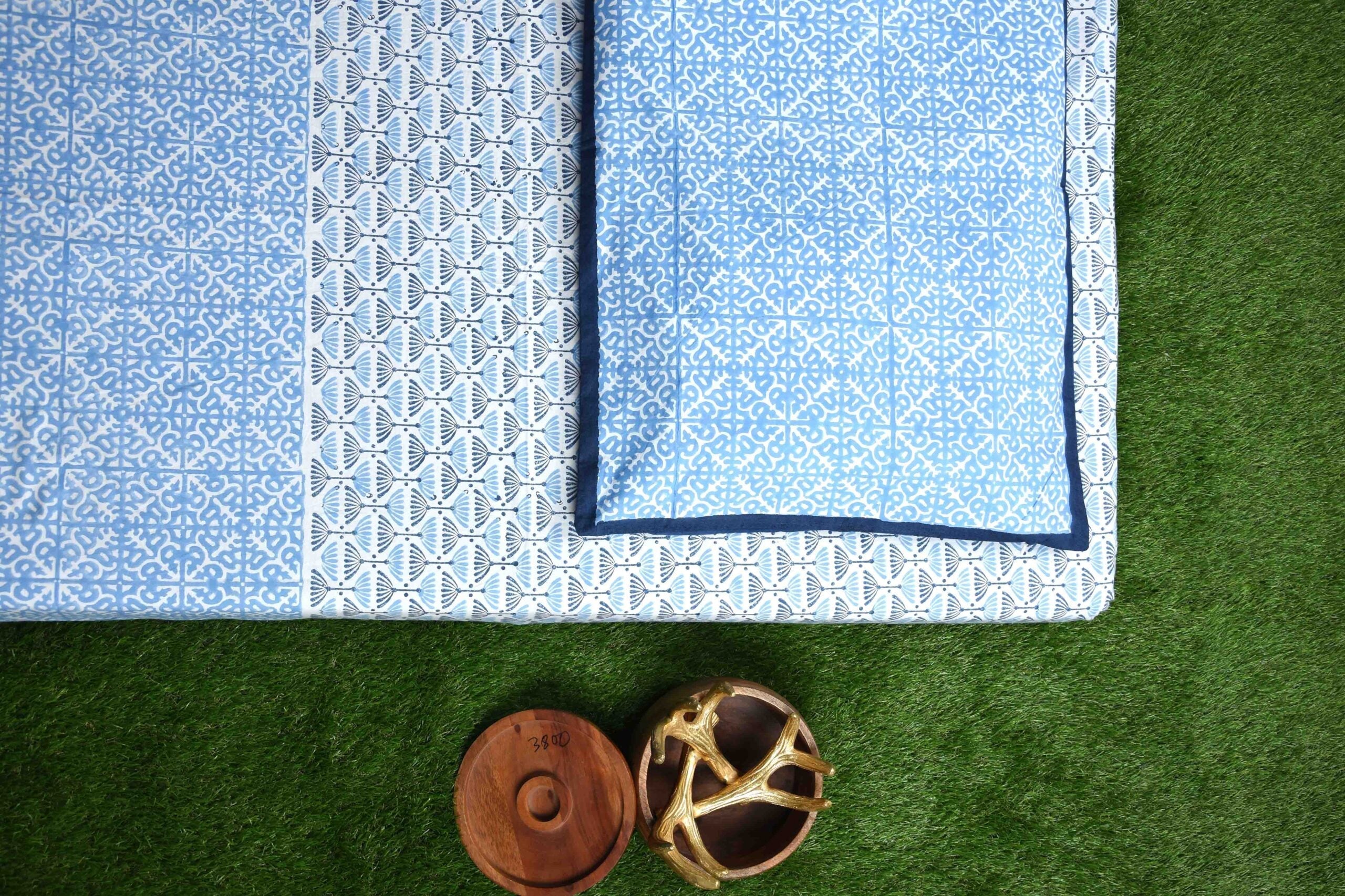 Nordic Greetings Premium Cotton Hand Block Print Bedsheet
