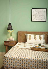 Olive Grace Bedsheet Premium Cotton Hand Block Print Bedsheet