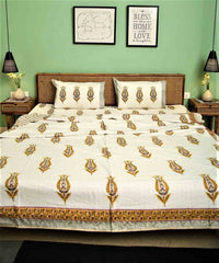 Olive Grace Bedsheet Premium Cotton Hand Block Print Bedsheet