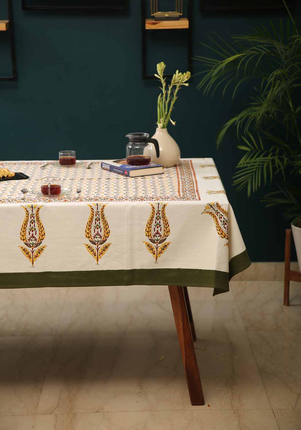 Olive Grace Hand Block Print Cotton Table Cover