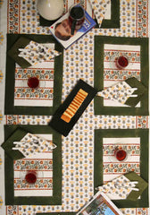 Olive Grace Hand Block Print Placemat & Napkin Set