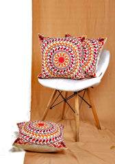 Orange Paisley Embroidered Cushion Cover