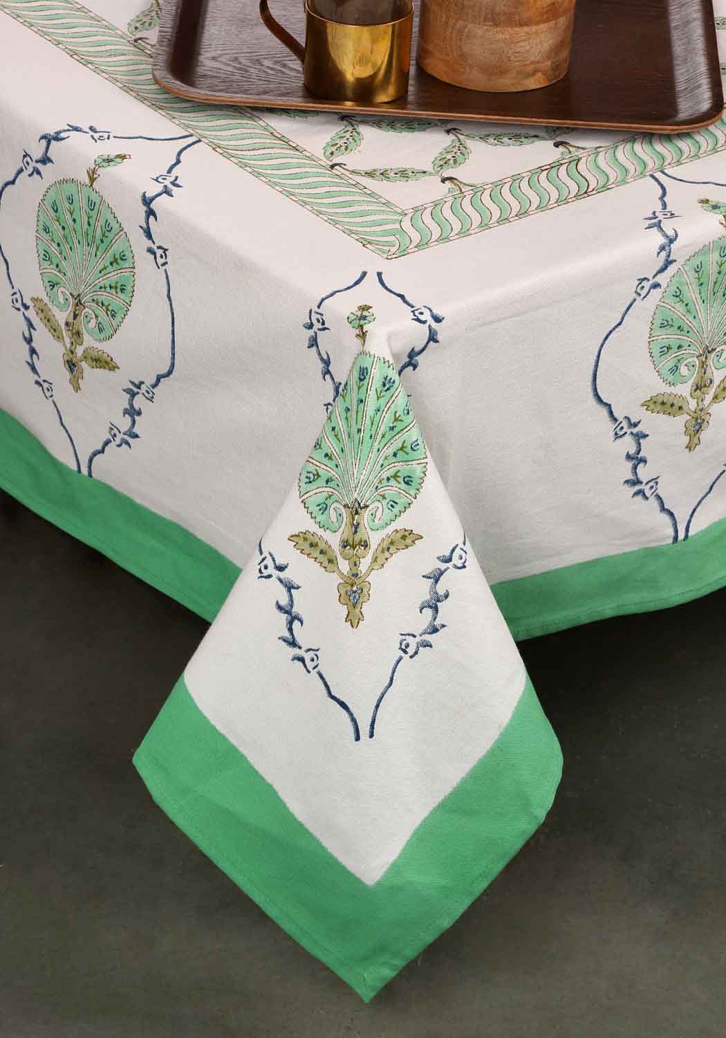Spring Stone Hand Block Print Cotton Table Cover