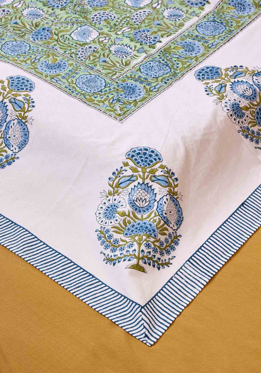 Tranquil Mist Premium Cotton Hand Block Print Bedsheet