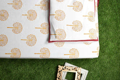 Golden Woods Premium Cotton Hand Block Print Bedsheet